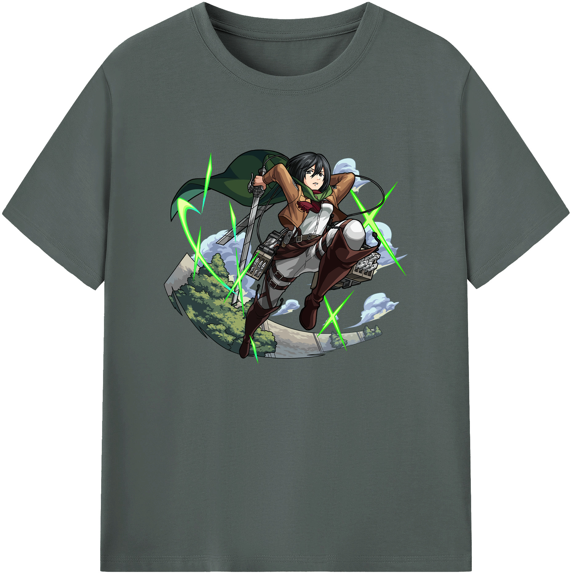 （画像用） 進撃の巨人 ミカサ·アッカーマン Attack on Titan Mikasa Ackerman 綿100％ メンズ半袖Tシャツ｜肌触りやわらか＆通気性